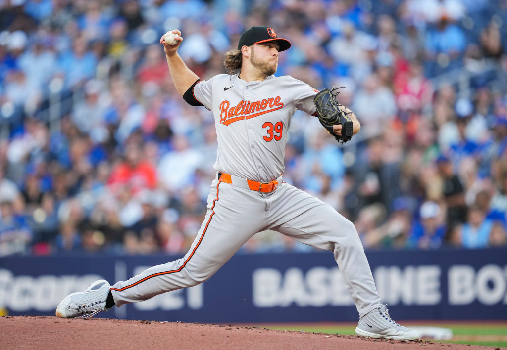 Corbin Burnes pitches vs. Blue Jays
