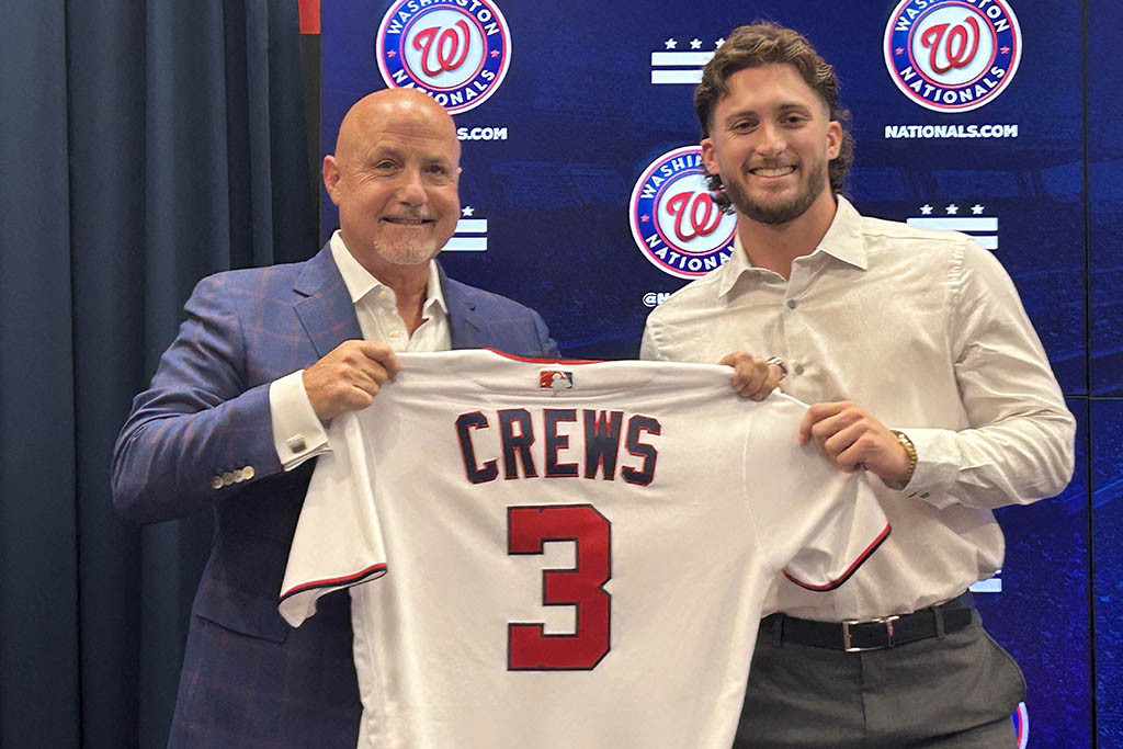 No. 2 MLB draft pick Dylan Crews joins Washington Nationals with $9M  contract bonus - WTOP News