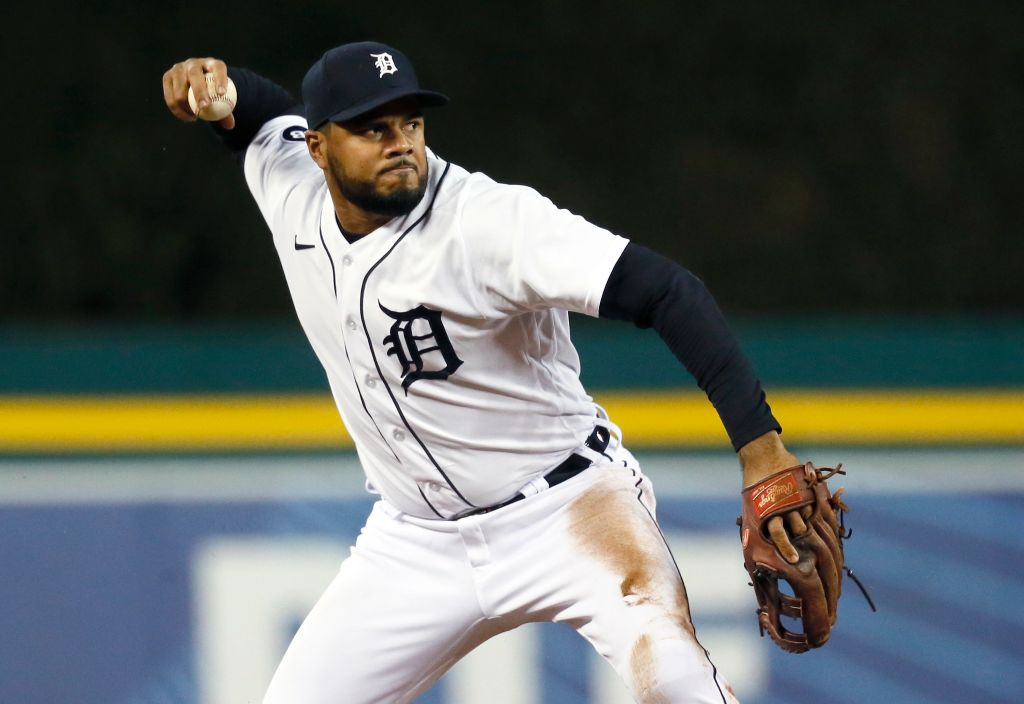 Jeimer Candelario Tigers throw white