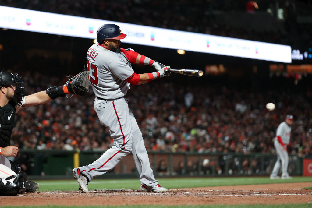 Nelson Cruz swinging gray