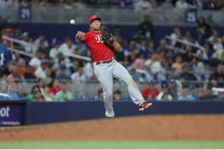 Nick Senzel Reds throwing red