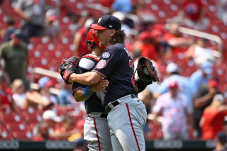 Hunter Harvey Keibert Ruiz hug blue away