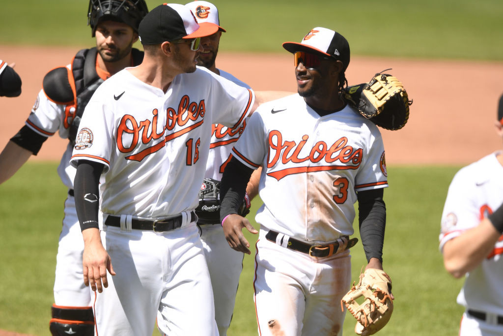 Trey Mancini Jorge Mateo hug white