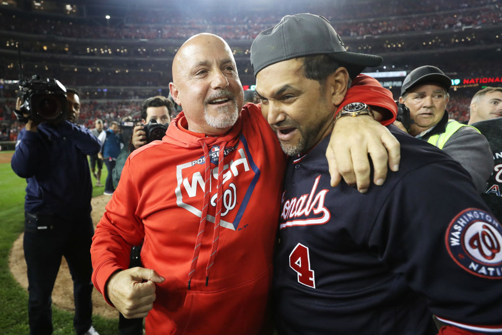 Mike Rizzo Davey Martinez celebrating